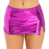 Women Fashion Metallic Faux Leather Mini Skirts Night Club Pole Dancing Low Waist Short Skirts