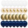 12inch 50pcs White Night Blue and Gold Balloon Set, Suitable for Weddings, Birthdays,engagement Parties, Family Gatherings