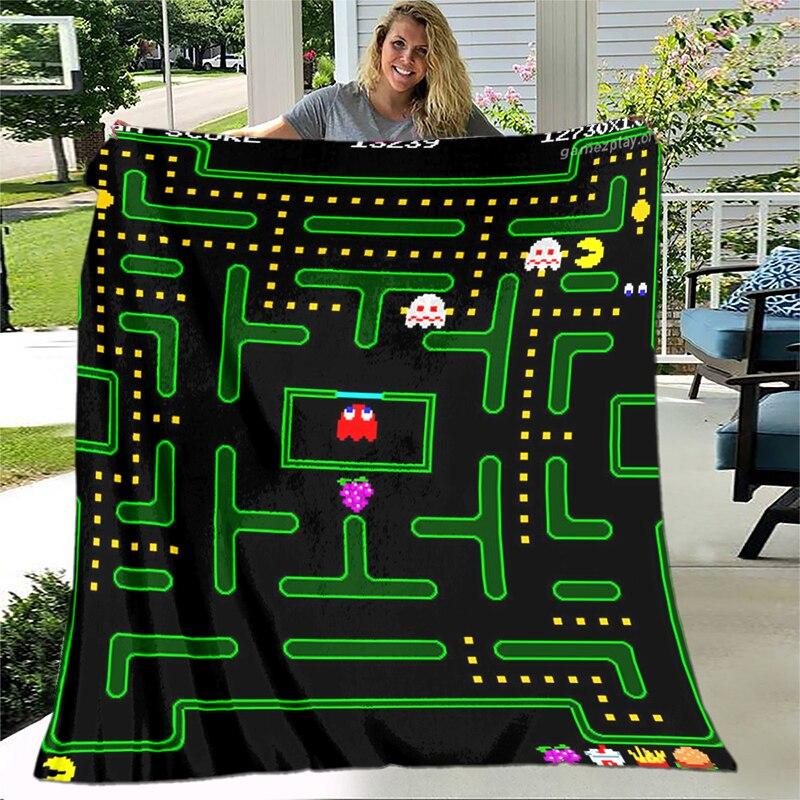 Spelfilt Retrospel Flanellfilt Supermjuk fleece-sängfilt för sovrum Soffa Soffa Tv-filt Gamerfilt