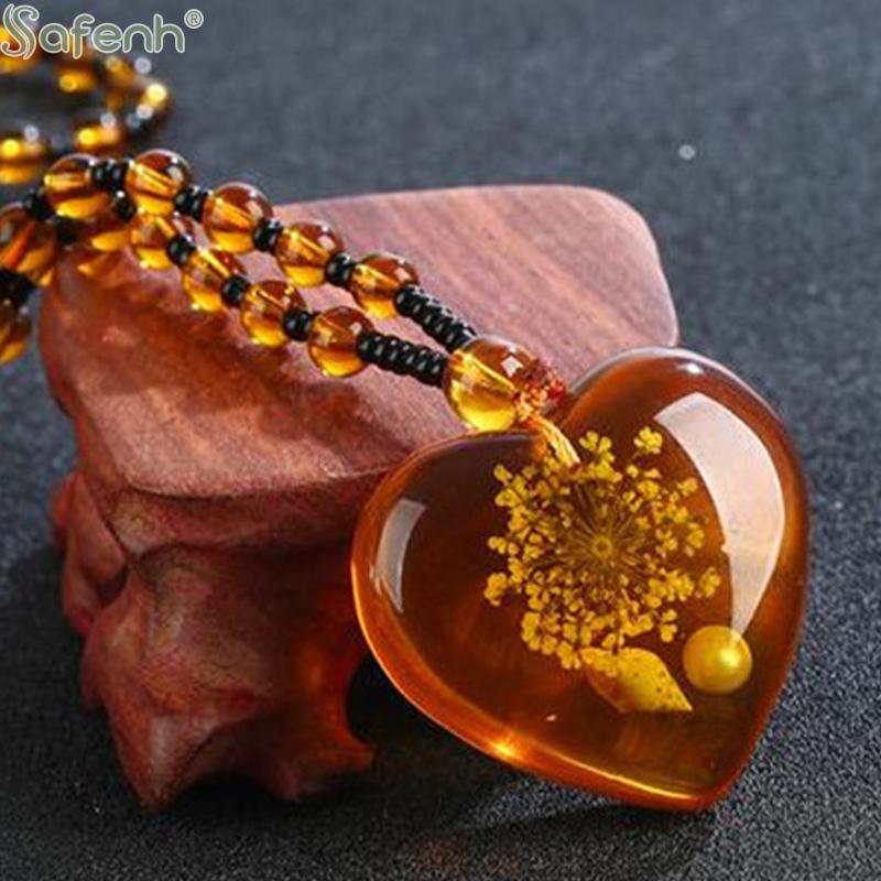 Retro Amber Pendant Necklace For Men And Women Long Pendant Sweater Chain Mother's Day Gift  Retro Amber Necklace