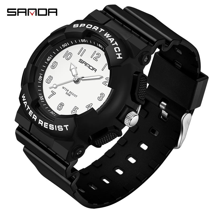 Sanda Unisex Student Sport Watch: Fashionable, Academy Style, Large Dial, Luminous, Waterproof Quartz Watch.
