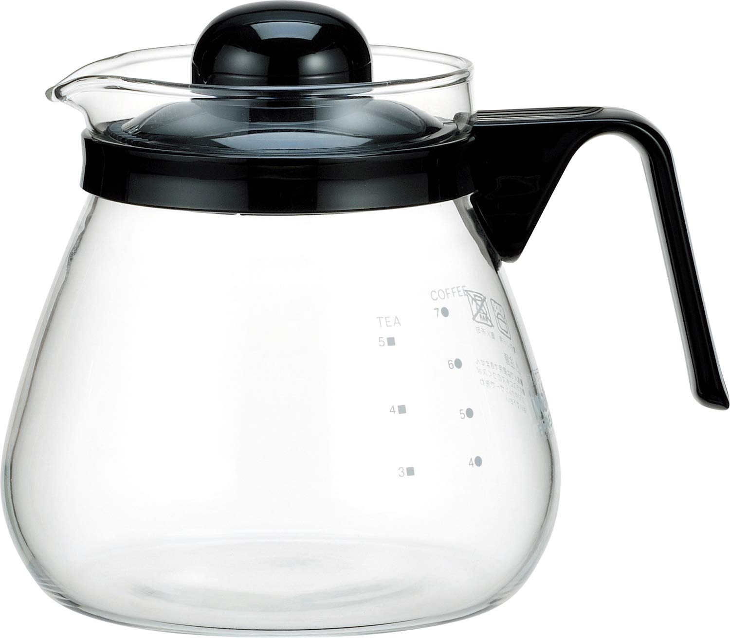 

iwaki Heat-Resistant Glass Coffee Drip Pot, Microwave-Safe, Black, 1L, Coffee 1000, KT7966-BK2