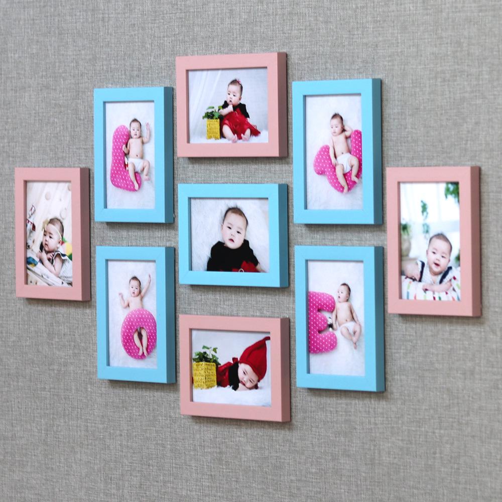 

7-дюймовый минималистичный современный набор настенных фоторамок с девятью ячейками – декор для гостиной без гвоздей 5-inch, 9 frames