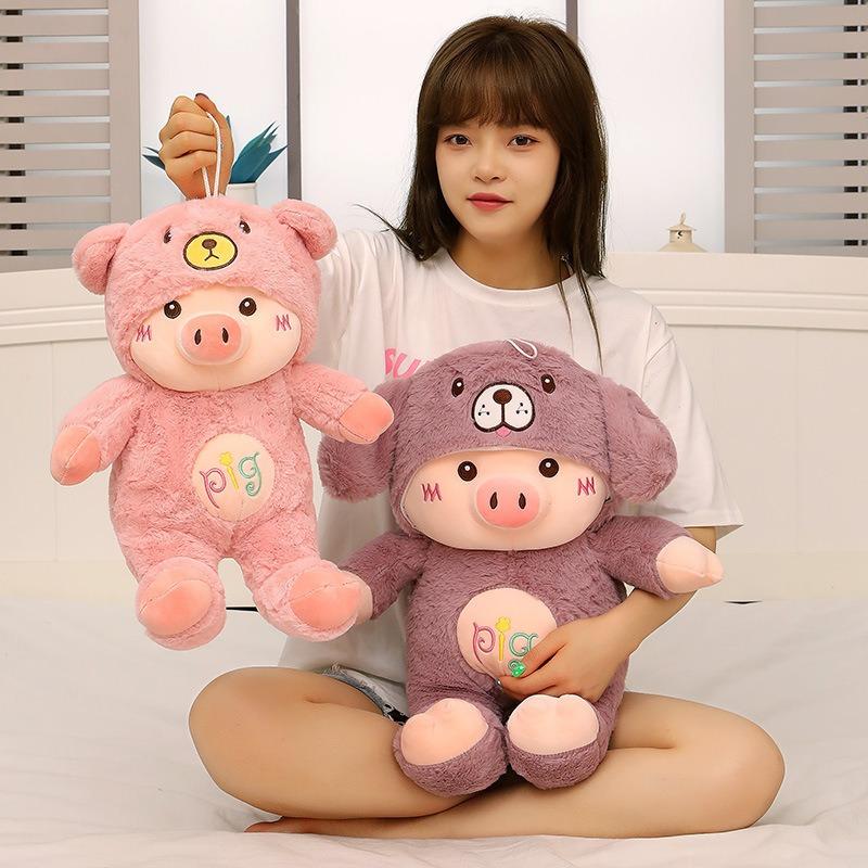 Cute Pig Plush Pillow Soft Hugging Stuffed Animal for Sleep Stress Relief Soothing Companion Birthday Holiday Gift Doll