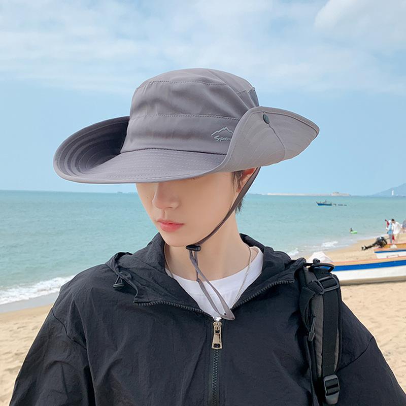Summer men's outdoor fishing mountaineering sun protection hat breathable sun hat big brim UV protection bucket hat 9240