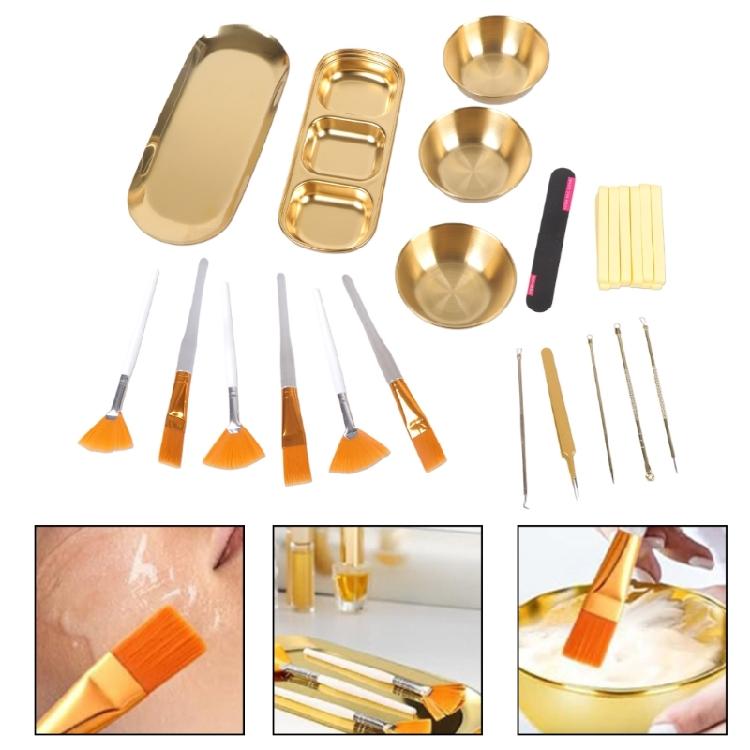 29 Pezzi Forniture per Estetista 3 Ciotole Miscelazione Oro Acciaio Inossidabile Forniture per Estetista 6 Strumenti Rimozione Punti Neri
