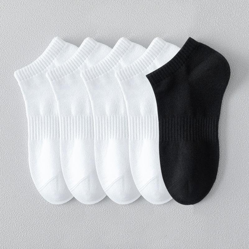 

5 пар 100% хлопок летние мужские носки-лодочки черно-белые однотонные впитывающие женские антизапаховые дышащие низкие спортивные носки EU38-45(US 6-12)