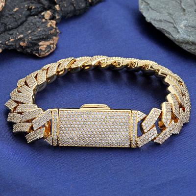 16MM Cuban Link Bracelet Baguetter Prong Iced Out Micropave Bangle Cubic Zirconia Cz For Man Women Hip Hop Jewelry