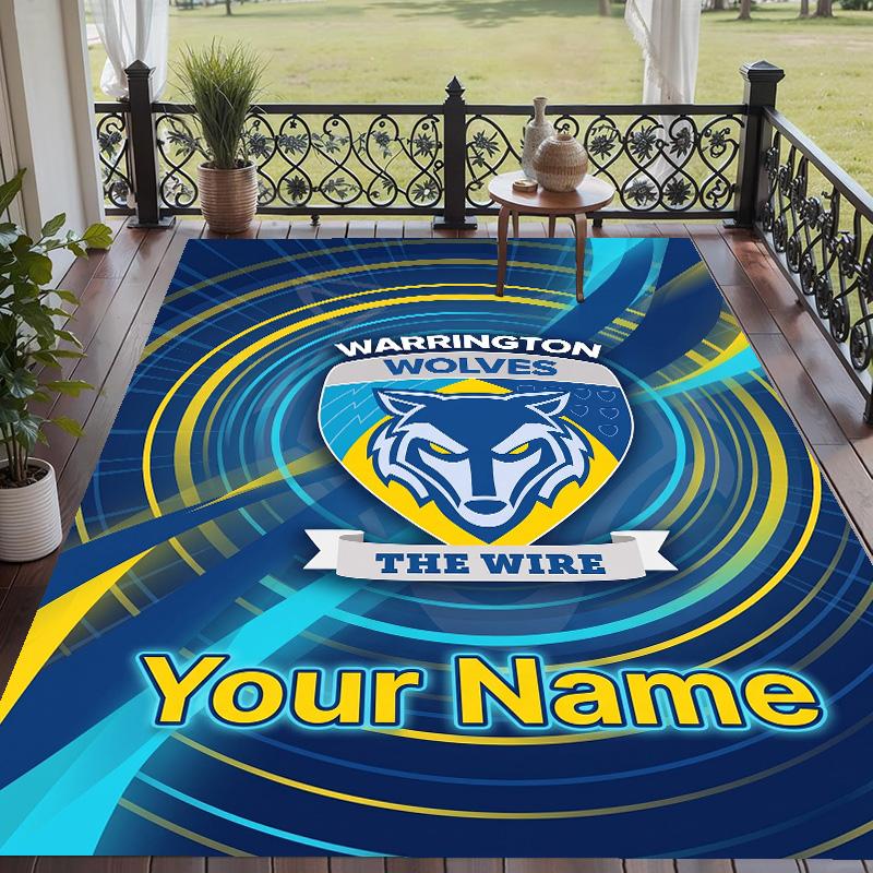 Custom Text Printed Rug Warrington Wolves Non Slip Floor Carpet For Home Room Decor