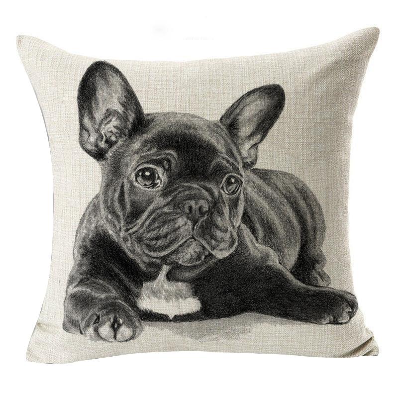 Cute French Bull Animal Series Home Linen Pillow Case Home Sofa Cushion Pillow