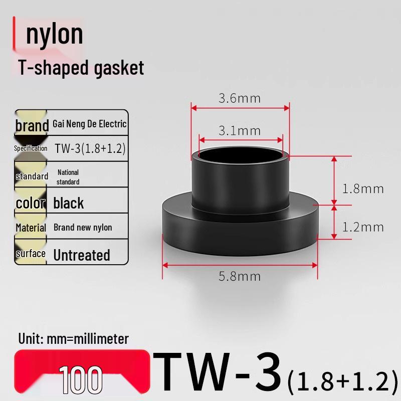 T-förmiger Nylon-Kunststoff-Dichtungsring und Schraubwellenhülse (Für dich: M2-M35)