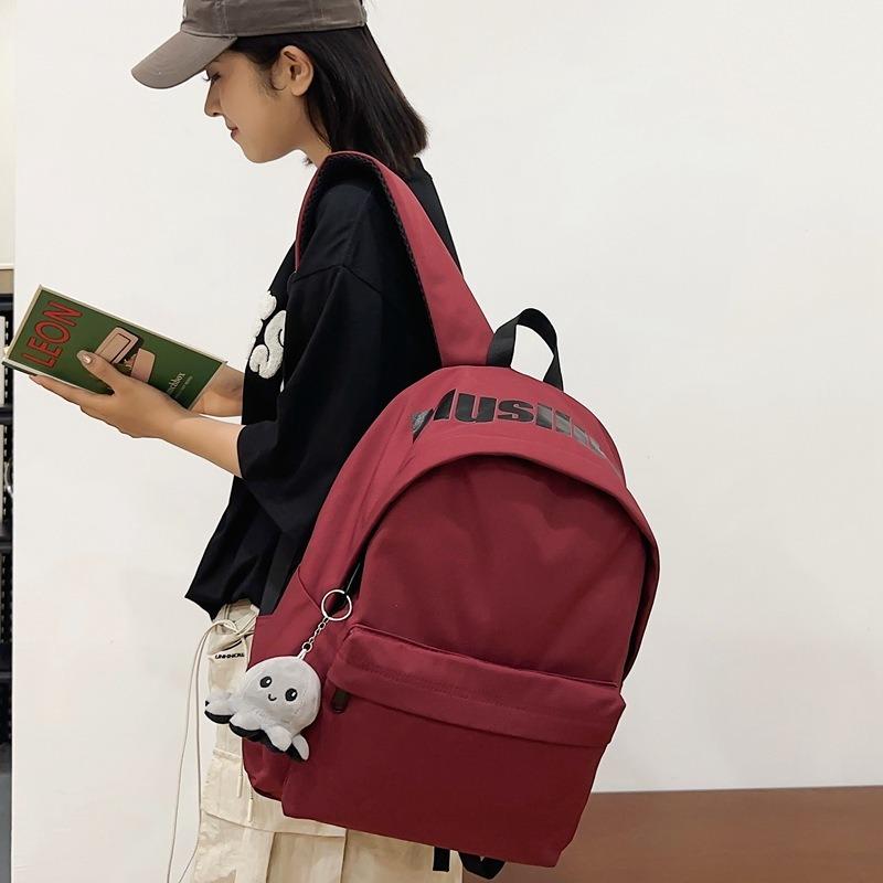 New Solid Color Popular Backpack Fashionable Simple Large Capacity High School Students Backpack School Bag