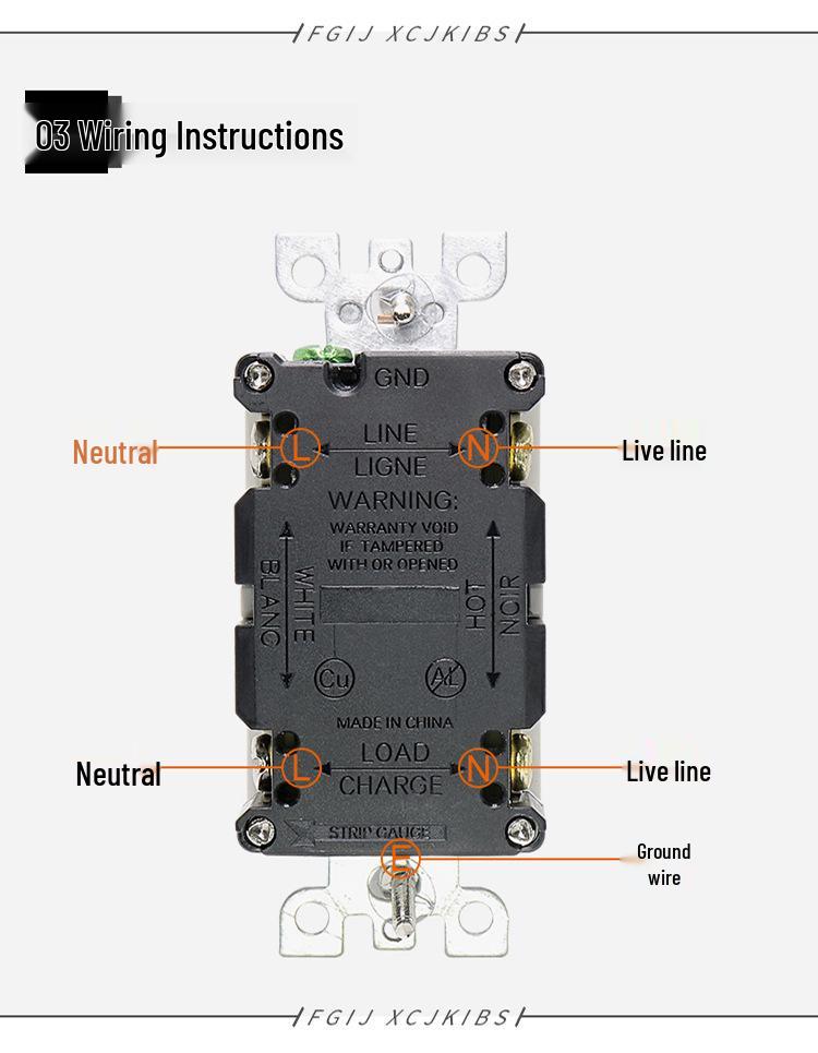 Waterproof GFCI Leakage Protection Socket with Aluminum-Iron Base, US Standard American Style Industrial Socket