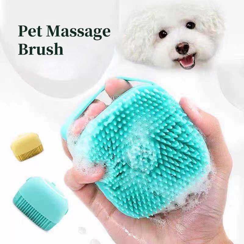 Cat Dog Pet Bath Brush Shampoo Massage Brush Puppy Cat Massage Comb Grooming Brush Soft Silicone Scrubber Shower Brushes Pet Accessories Cleaning