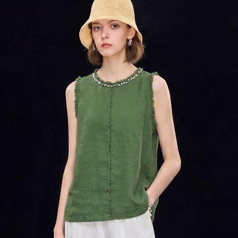 Women's 100% Linen Loose Fit Sleeveless Tank Top