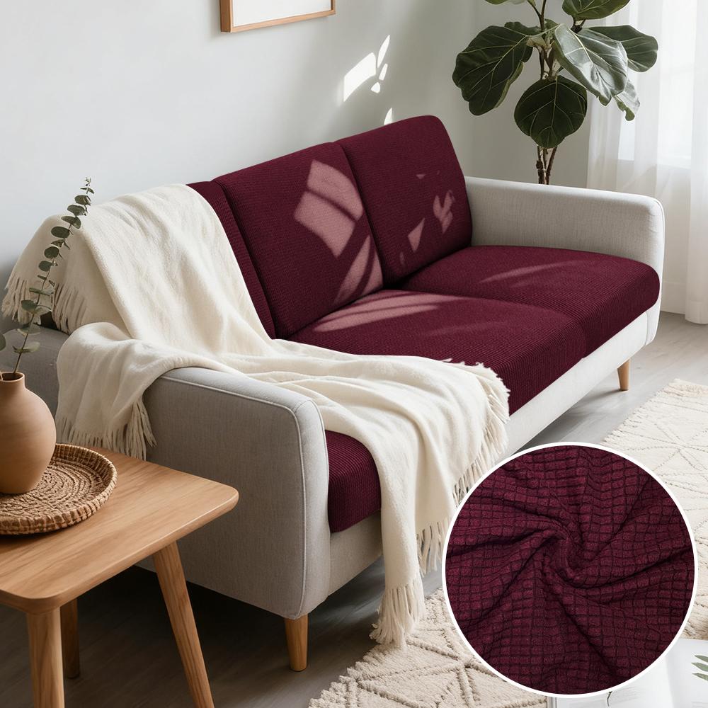 Jacquard Woven Fabric Pure Couch Fitted Covers Polar Thermal Fleece Fabric Form Fitting Sofa Seat Covers Detachable Couch Protector Furniture Cover