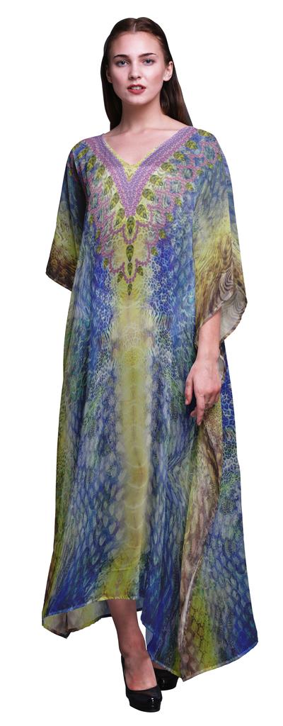Phagun Leopard Animal Skin Womens Long Beach Kaftan Beachwear Bikini Coverup Maxi