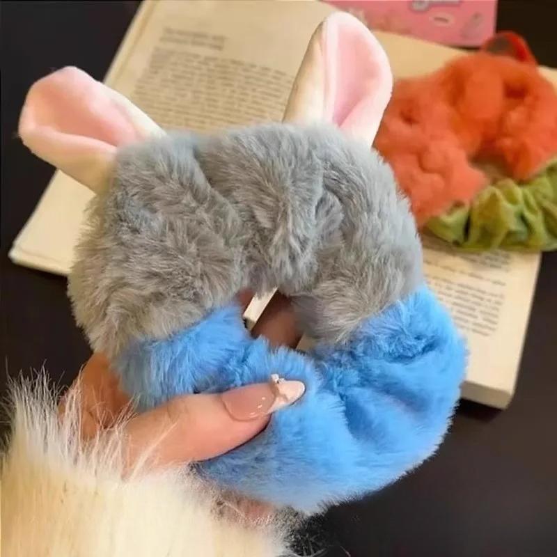 1-20PCS Cute Fox Bunny Ear Plush Elastic Hair Ties Women Girls Ponytail Hair Bands Hair Accessories Girls Gift Easter Gift