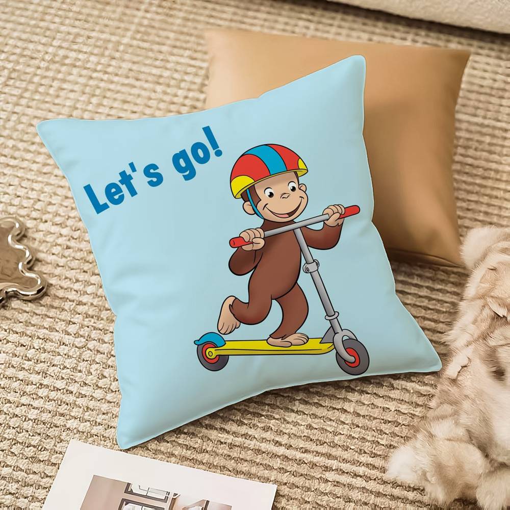 Curious G-George Cartoon Pillow Case Anti-dustmite Invisible Zipper Sofa Bed