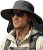 Men's Wide Brim Sun Hat with Neck Flap for Fishing Hiking UV Protection
