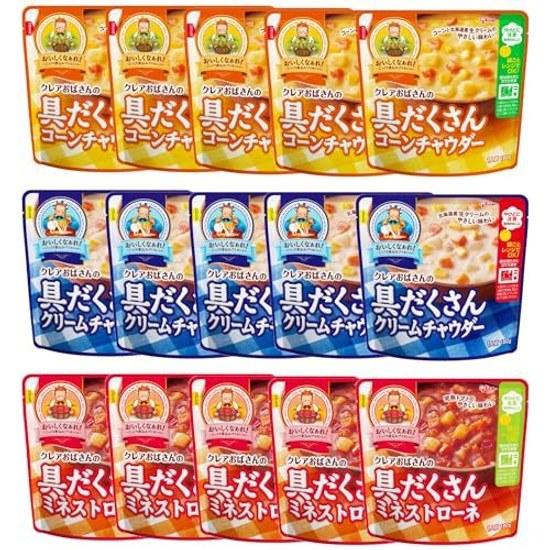 Claras Hearty Soup Gift Set 3 Types 15 Servings (Cream Minestrone Corn) Ezaki Glico Taste Comparison Microwave Safe Room Temperature Storage Retort