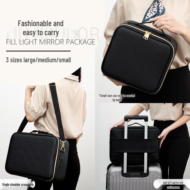Illuminated LED Makeup Bag with Mirror - Large Capacity Multifunctional Organizer Box.