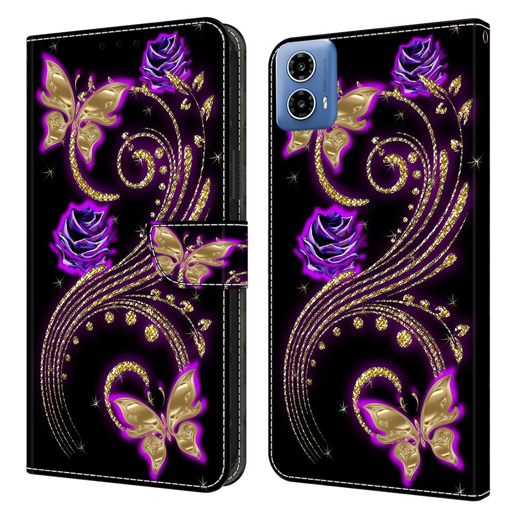 Für Motorola Moto G24 Power Leder Ständerhülle 3D Musterdruck Brieftasche Handyhülle