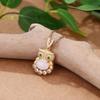 Jade Crystal Owl Pendant Necklace Charm 18K Gold Plated Chain Dainty Gemstone