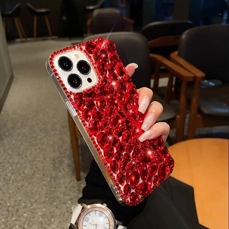 Luxury Diamond ShockProof Silicon Phone Case for Samsung S24Ultra S23 S22 S21 S20 Note 20Ultra A73 A54 A05s A04e A03 A15 A25 A24 A12 Protective Cover