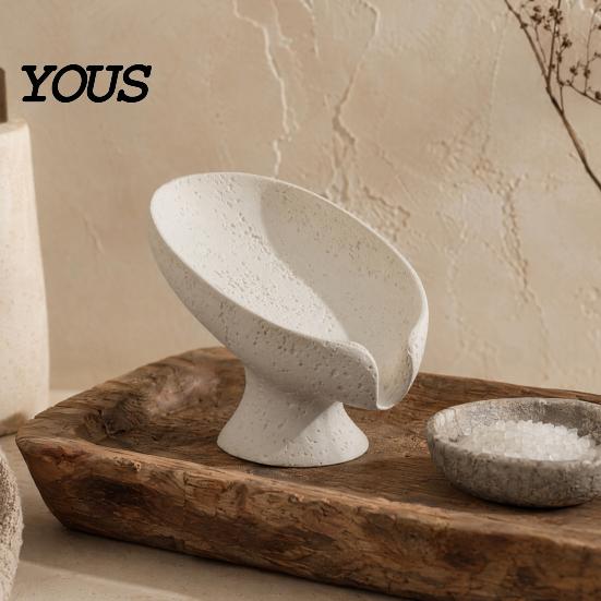 Non-foaming Soap Dish Self Draining Dish, 3D Printed Holder, Multi-functional Smooth Curve Tray Sink Organizer for Shower, Bathroom, Kitchen