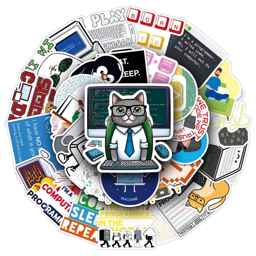 50pcs Programmer Stickers - Unique Computer, Phone, Laptop, and Water Cup Decorations