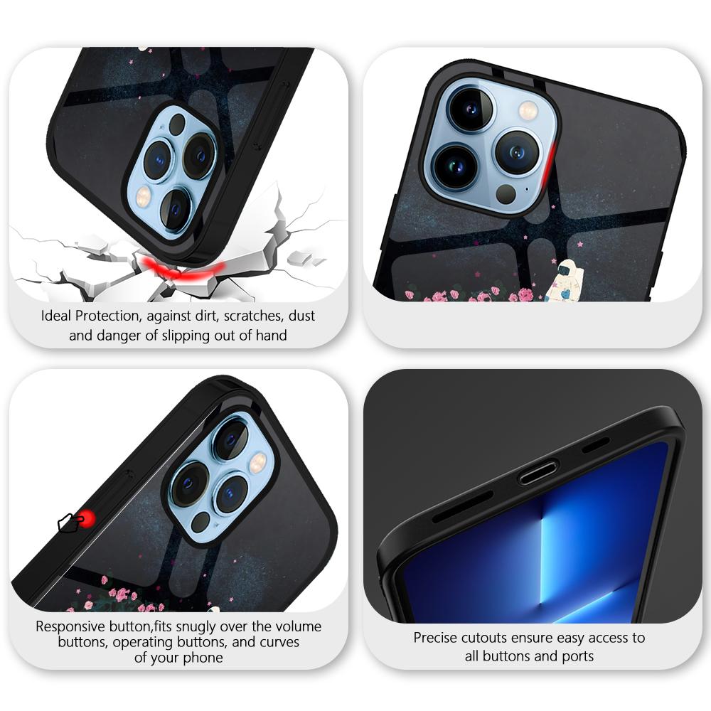Niedliche Astronauten-Hülle aus gehärtetem Glas für Iphone 14 13 11 12 Pro Max Mini Xs Xr X 7 8 6s Plus Se 2022 Cover Protection Shell Capas