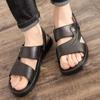 2024 Summer Leather Beach Men Sandals Shoes Big Size Leather Men's Sandals Soft Comfort Outdoor Walking Man Footwear