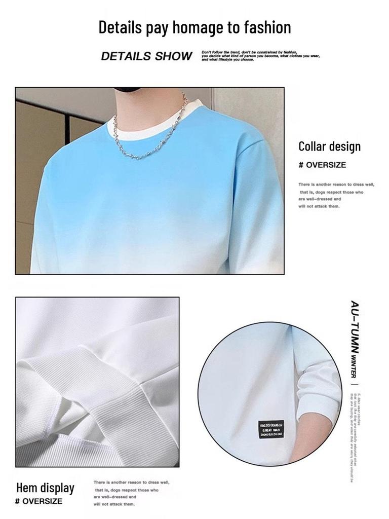 Hanorac cu glugă bărbătesc Woodpecker - Gradient, Ușor, pentru Primăvară/Toamnă, Gât rotund, Mânecă lungă