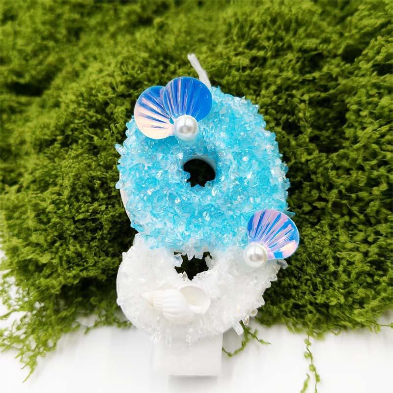 

Blue and White Beach Digital Candle Birthday Cake Decoration Plug-in Birthday Candle Creative Design Exquisite Number 9