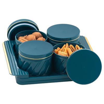 Tight Dry Fruit Container Tray Set with Lid & Serving Tray, Airtight Container Set 430Ml (4 Pieces, Polypropylene) (Emerald), Green