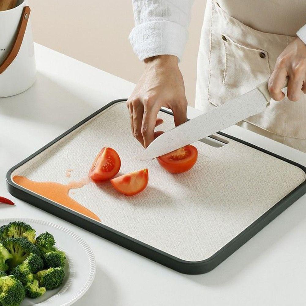 Double Sided Wheat Straw Cutting Board Anti-overflow Border Chopping Block  Vegetables