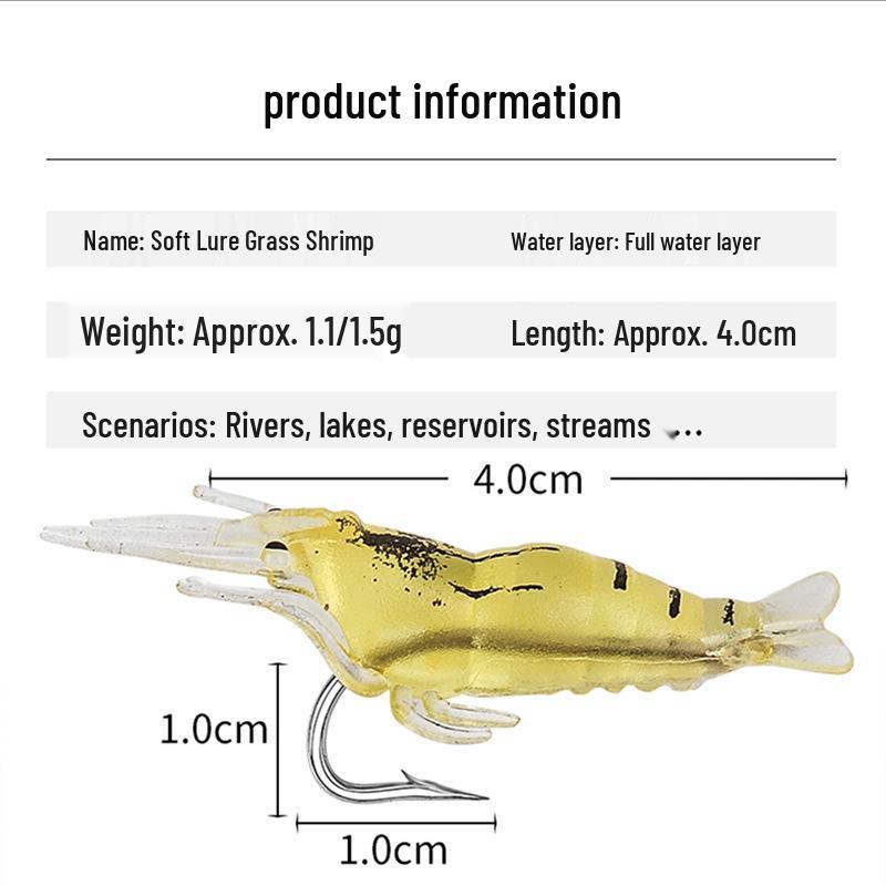 Bionic Night Glow Grass Shrimp Soft Lure for Bass and Sea Fishing.