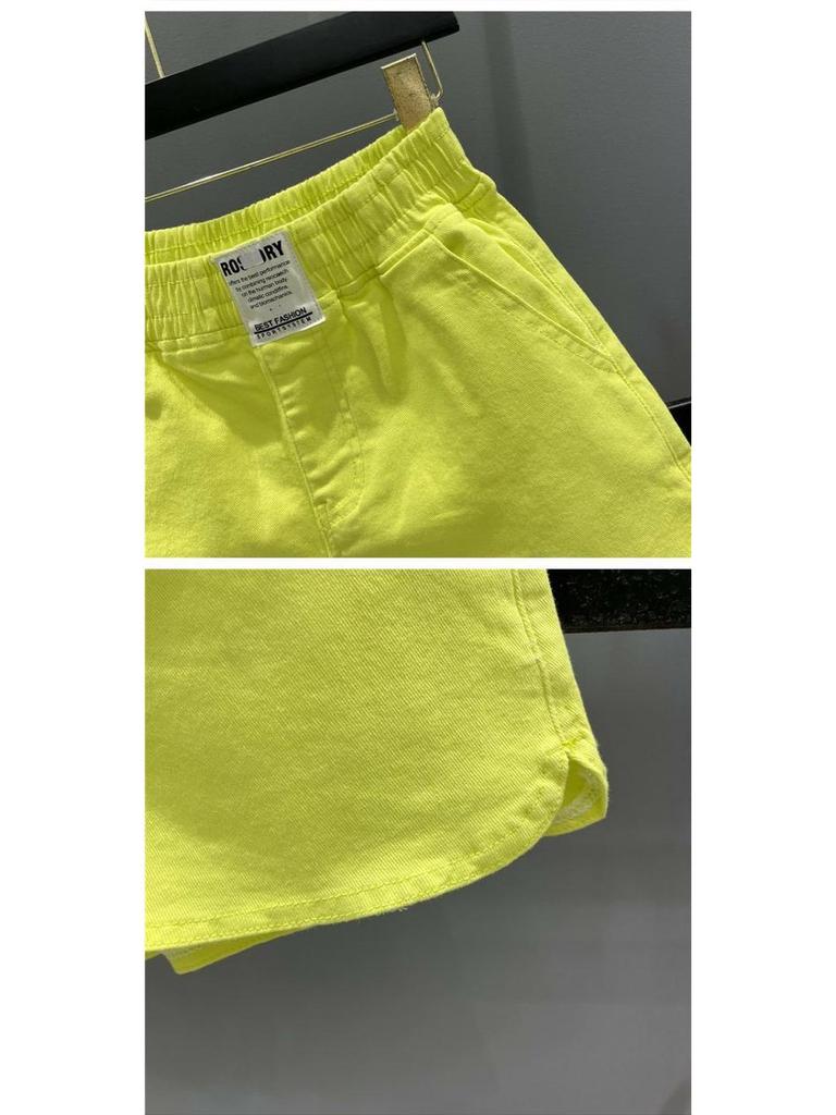 ZZ Women's Plus Size Candy Color Elastic Waist Loose A-Line Shorts