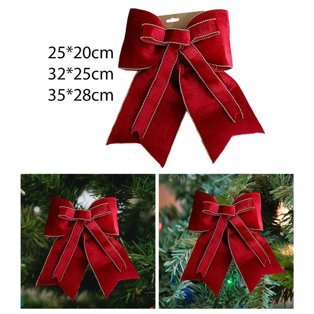 Red Christmas Bow Pendant Photo Props Bow Hanging Ornament Christmas Tree Hanging Decoration for Wall Living Room Scene Layout