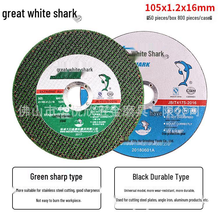 Great White Shark Ultra-Thin 105mm X 1.2mm X 16mm Stainless Steel Cutting Disc with Green Single/Double Mesh for Angle Grinders