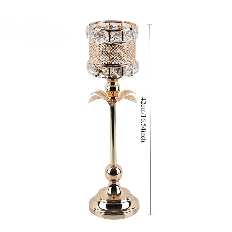 1pc Elegant Nordic Metal Crystal Candleholder Retro Style Candlestick Stand for Home Decor Wedding Party Centerpiece Unique Flower Shape Design