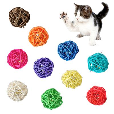 Puntos Çiğneme Sesi Oyuncak Pet Kediler Yavru Çan Rattan Top Kafes Oynayan İnteraktif Isırık