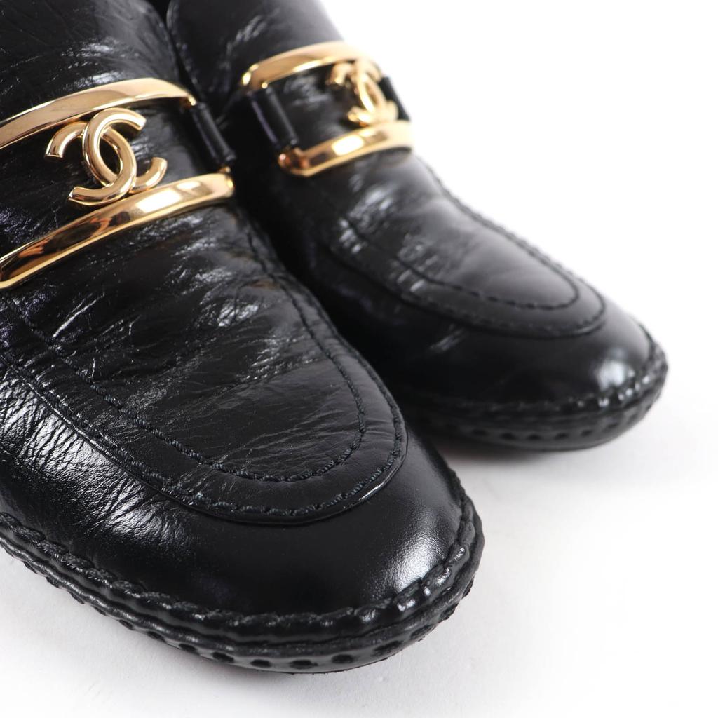 Great CHANEL loafers COCO Mark leather black leather Women 36 22B G39320 Used