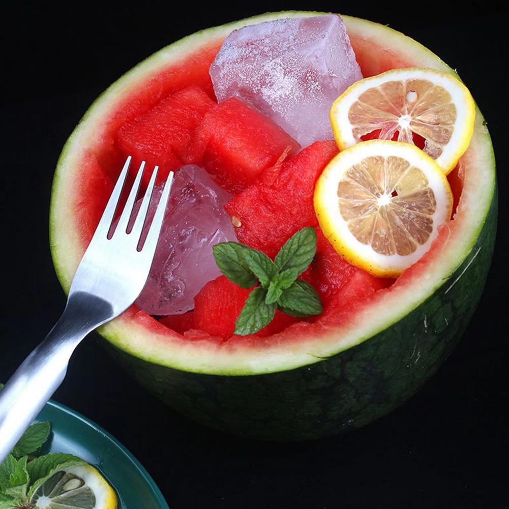 22/25cm Watermelon Cutter Slicer Tool Stainless Steel 2-In-1 Fruit Cutter Melon Cube Cutter Fork Gadget For Family Camping Party