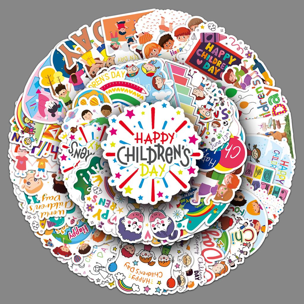 50 Children's Day Graffiti Stickers Personalized Cartoon Cute Decorative Mobile Phone Case Water Cup Suitcase Stickers