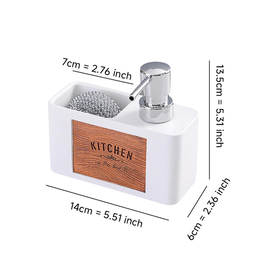 Kitchen Soap Dispenser with Sponge Holder Liquid Hand and Dish Soap Dispenser for Kitchen Sink Bathroom Hand Soap Dispenser