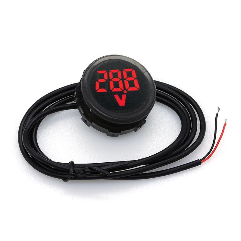 DC 4-100V LED Digital Display Round Two-wire Waterproof Voltmeter DC Digital Car Voltage Current Meter Volt Detector Tester
