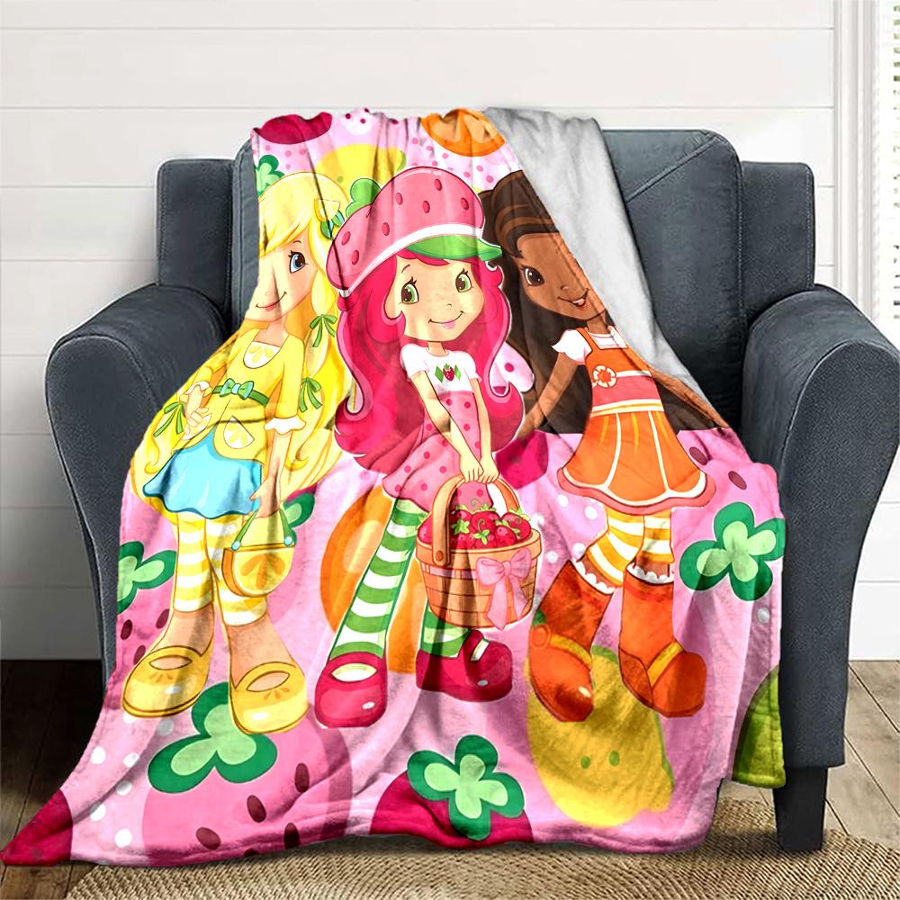 1pc Princess Strawberry6 Blanket, Gift, for Men and Women, Soft Blanket, Good for Sofa Bed Couch Travel, Lightweight Flannel Blanket