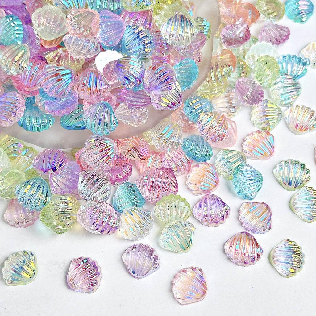 Aurora Colorful Scallop Shell DIY Accessories Hair Clips Nail Art Decorations Phone Case Headwear Resin Accessories